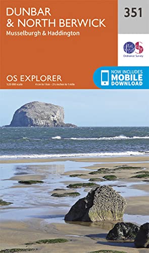 Ordnance Survey Explorer map cover for Dunbar and North Berwick featuring a coastal scene.