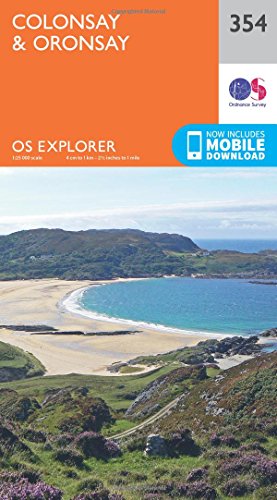 Cover of OS Explorer Map 354, showing Colonsay and Oronsay coastline.