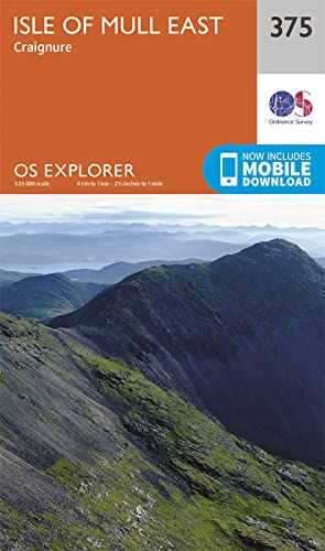 Ordnance Survey map cover of Isle of Mull East, showing mountains.