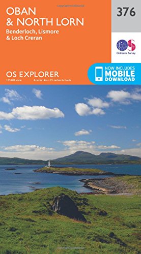 OS Explorer map cover showing coastal landscape of Oban and North Lorn.