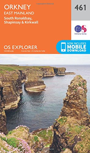 Orange Ordnance Survey map cover featuring coastal cliffs of Orkney.