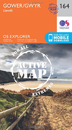 OS Explorer map cover for Gower and Llanelli, coastal scene.