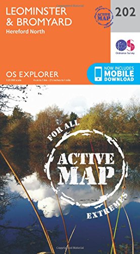 OS Explorer Map 202: Leominster and Bromyard, with landscape photo.