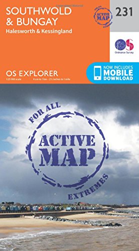OS Explorer Active Map 231: Southwold and Bungay, showing beach scene.