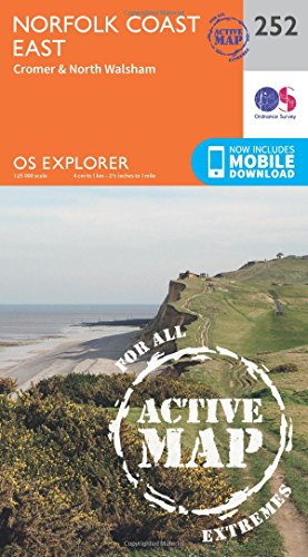 OS Explorer map cover showing Norfolk Coast East with coastal cliffs.