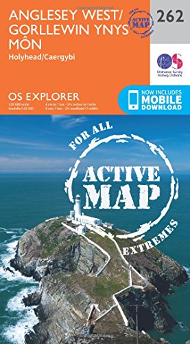 OS Explorer Active Map 262, Anglesey West, featuring a coastal scene.