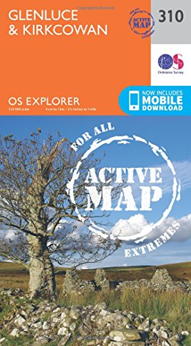 OS Explorer Active Map cover: Glenluce & Kirkcowan, with landscape photo.
