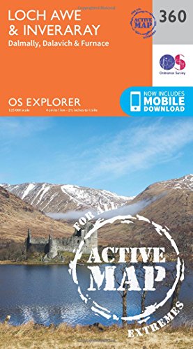 Ordnance Survey map cover showing Loch Awe, mountains, and a castle.