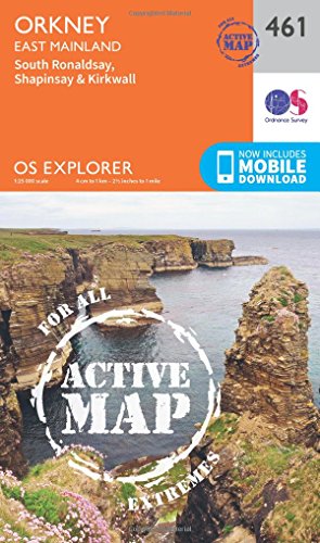 Ordnance Survey Explorer map 461 of Orkney East Mainland featuring coastal cliff scenery.