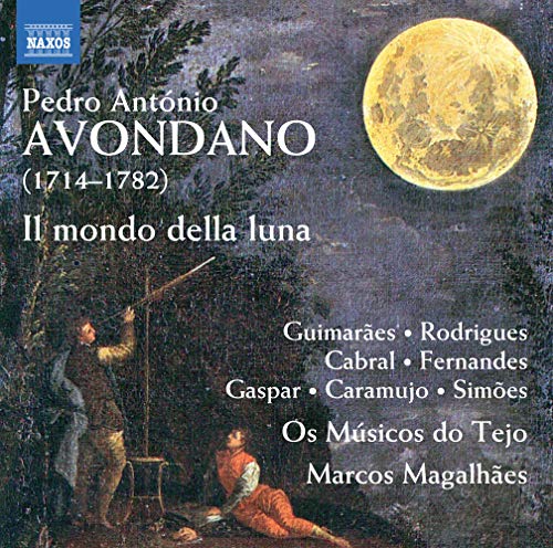 CD cover art featuring a full moon, a telescope, and text about Avondano's opera.