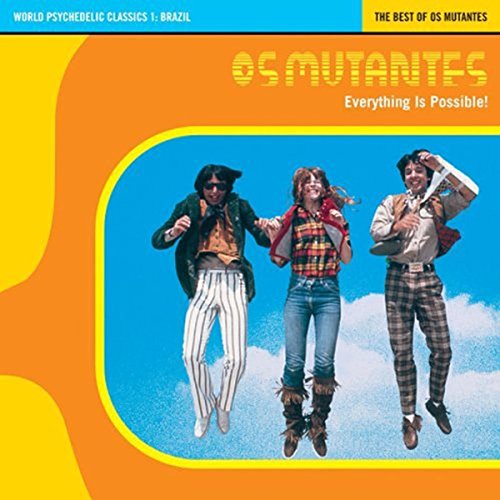 CD cover for Os Mutantes’ “Everything Is Possible!” featuring three people jumping.