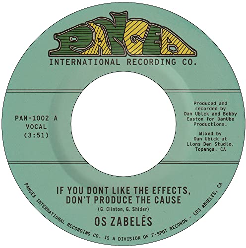 Light green vinyl record label for Os Zabelês with Pangea International Recording Co logo.