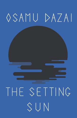 Book cover with a dark sun over water on a blue background, titled The Setting Sun.