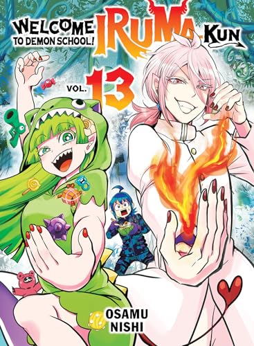 Manga cover featuring two young people and a demon with fiery effects.
