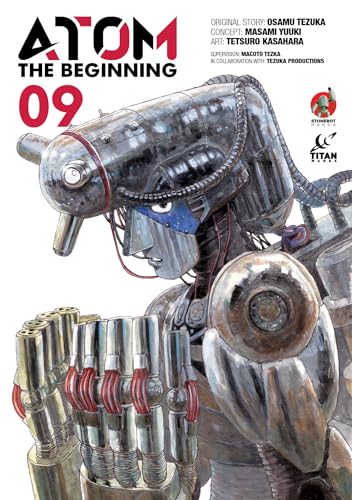 Cover of “ATOM: The Beginning Vol. 9” featuring a metallic robot face.