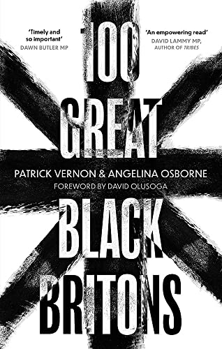 Book cover: "100 Great Black Britons" with bold text and brushstroke design.