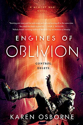 Book cover: "Engines of Oblivion" depicts a falling astronaut in space.