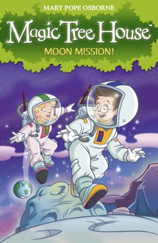 Book cover: two children in spacesuits on a lunar surface.