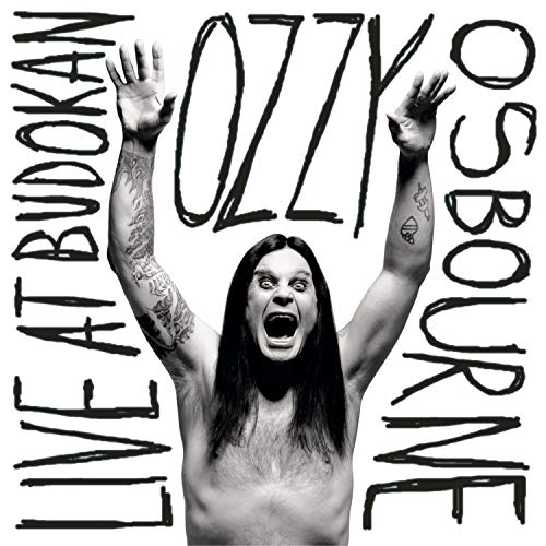 Black and white album cover of Ozzy Osbourne with arms raised.