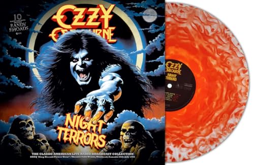 Ozzy Osbourne "Night Terror" vinyl record with orange cloudy disc and cover art.