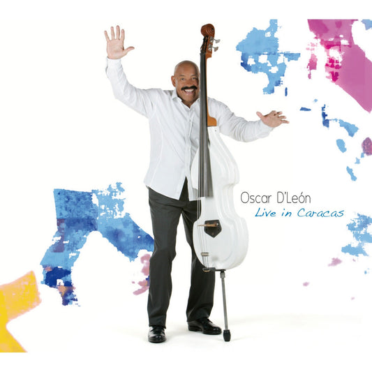 Oscar D’León with upright bass, album cover for “Live in Caracas.”