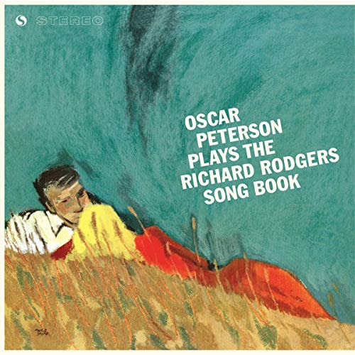 Oscar Peterson album cover with abstract painting of a man and red shapes.