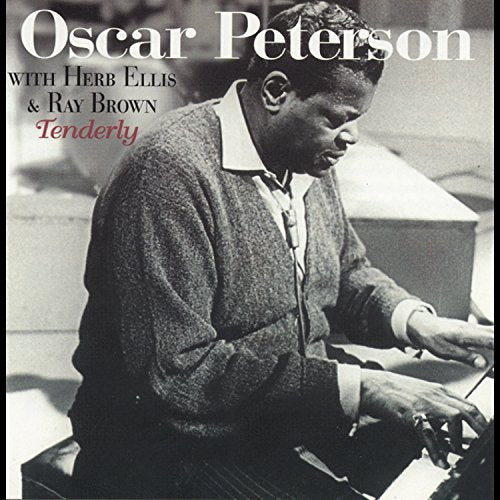 Black and white vinyl album cover featuring Oscar Peterson playing piano.