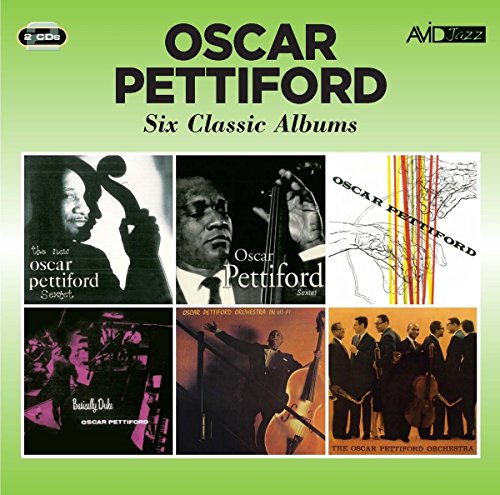 CD cover for Oscar Pettiford’s “Six Classic Albums” with portraits.