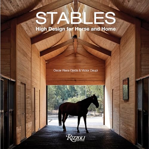 Book cover: horse in a modern wooden stable interior.