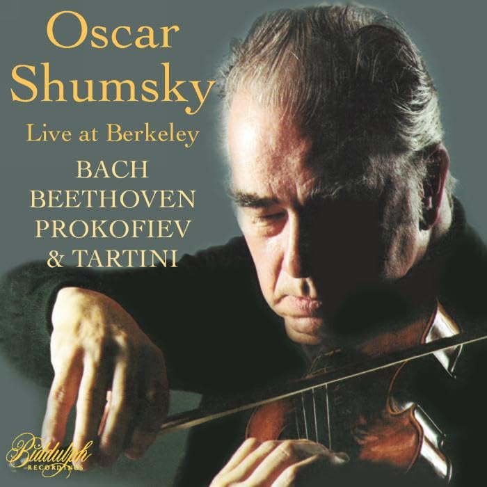 CD cover featuring violinist Oscar Shumsky playing, with composers’ names.