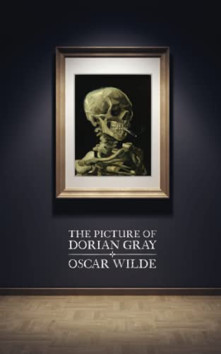 Book cover for "The Picture of Dorian Gray" featuring a skull portrait.
