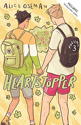Cover of Heartstopper Volume Three, showing two young men holding hands.