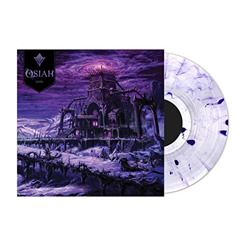 Osiah Loss album cover showing a dark castle and a white marble vinyl disc.