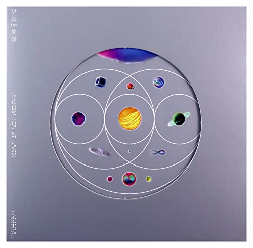 Square album cover with a central circular diagram of colorful planets and geometric shapes.