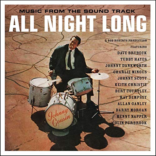 Album cover for “All Night Long” featuring a drummer and musicians’ names.