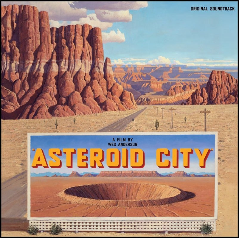 Asteroid City" soundtrack vinyl cover: desert landscape with a circular opening.