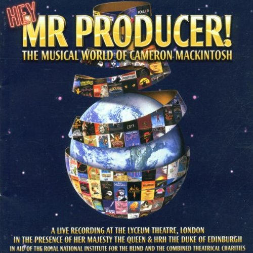 Album cover featuring a globe wrapped in musical theatre posters against a starry night sky.