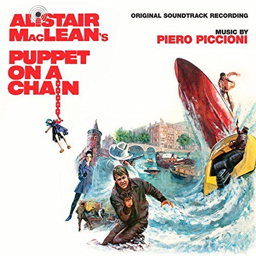 Movie soundtrack album cover featuring a dramatic, illustrated scene of espionage.