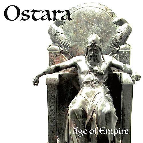 CD cover: silver statue of a bearded man on a throne with ravens.