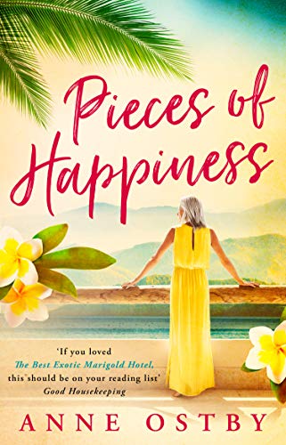 Book cover with woman in yellow dress overlooking ocean, floral details.