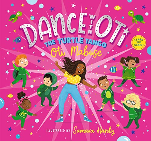 Book cover: Oti Mabuse dancing with children in turtle costumes.