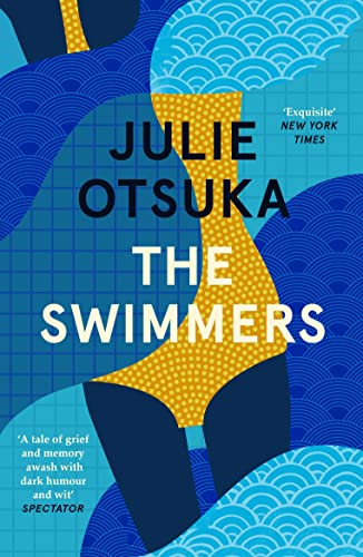 Book cover featuring a yellow polka-dot swimsuit silhouette against a blue patterned background.