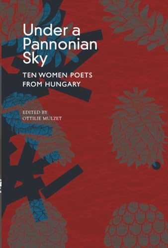 Book cover: “Under a Pannonian Sky”, poetry anthology, red and blue design.