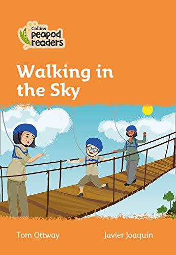 Book cover: children walking on a rope bridge in the sky.