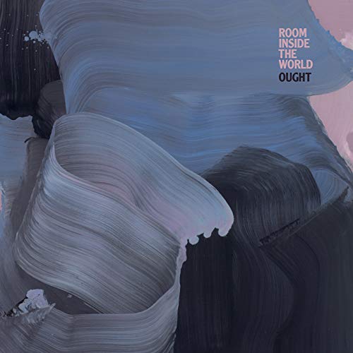 Album cover for Ought’s “Room Inside The World” with abstract blue paint.