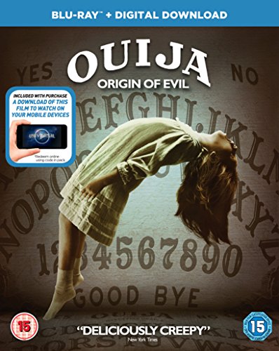 "Blu-ray case with a girl bending over an Ouija board on the cover."
