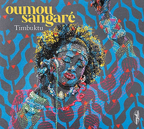 CD cover for Oumou Sangaré’s “Timbuktu” featuring a dotted portrait.