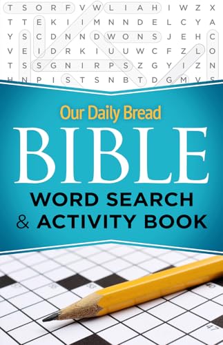 Cover of Our Daily Bread Bible Word Search and Activity Book with a pencil.