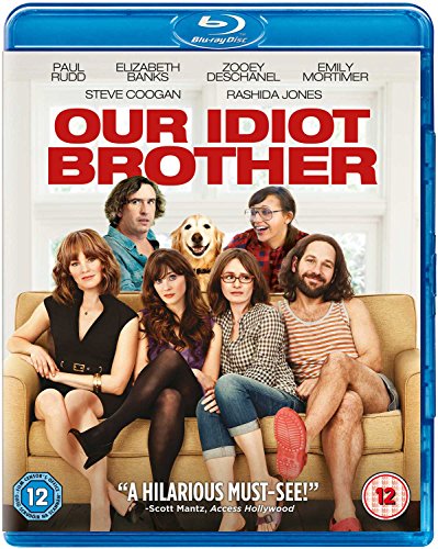 Our Idiot Brother" Blu-ray cover featuring Paul Rudd and cast on a couch.
