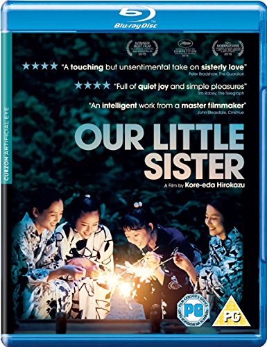 Four women in yukatas hold lit sparklers on the Our Little Sister Blu-ray cover.